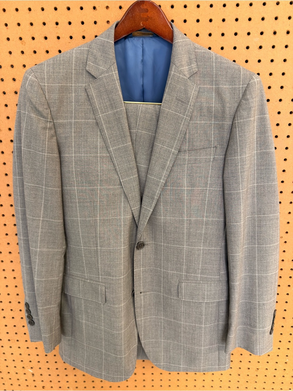 Brooks Brothers Brooksgate Milano Fit Suit Grey Windowpane VBC Wool 38R 32x30